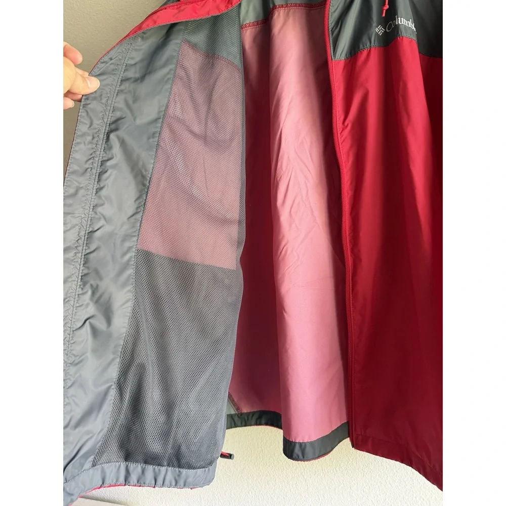 Columbia Mens Red Full Zip Lightweight Windbreaker Jacket 100% Nylon Size XLarge